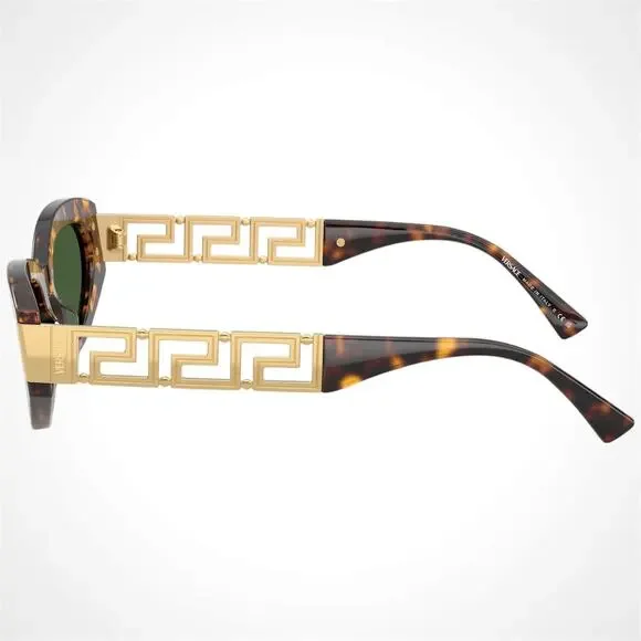 New VERSACE Sunglasses Brown Gold Acetate & Metal Cat Eye w/ Case